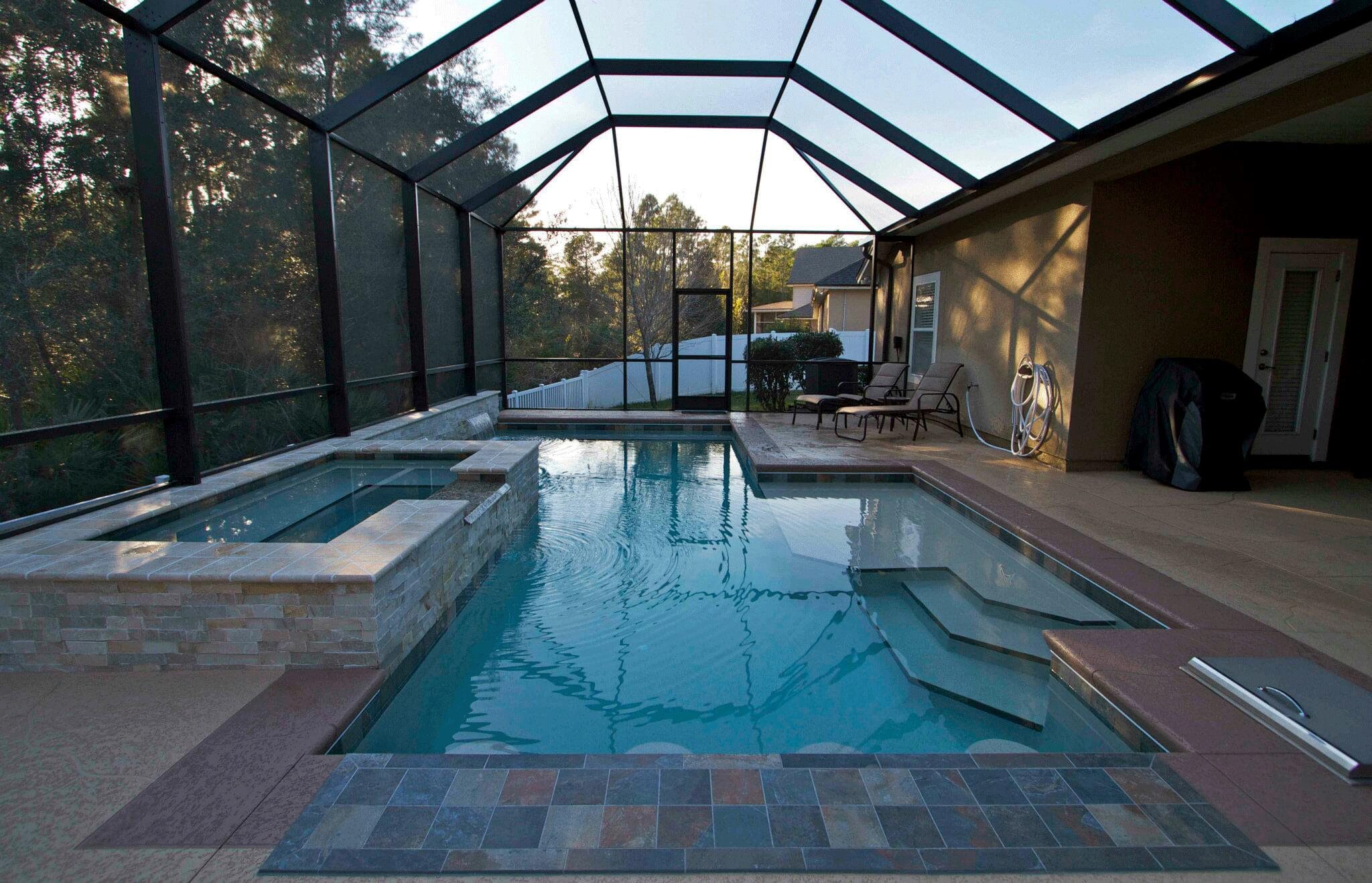 tempool–_0005_tempool_5_after A newly plastered pool showcasing smooth, white surfaces, highlighting quality pool plastering Jacksonville FL.