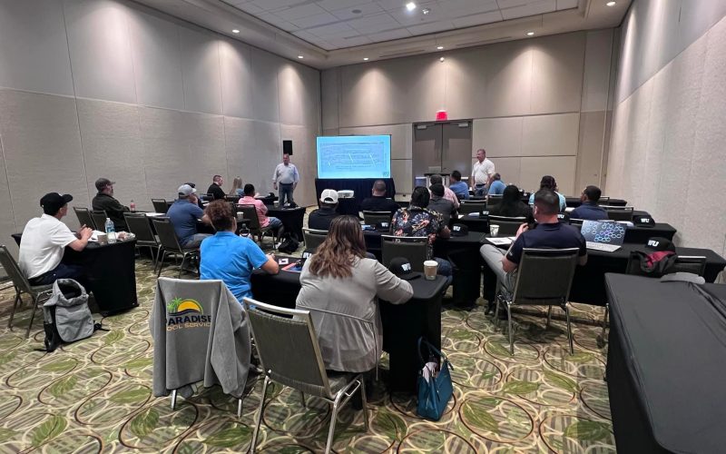 pool plaster training Jacksonville FL - A professional demonstrating pool plaster techniques during training in Jacksonville